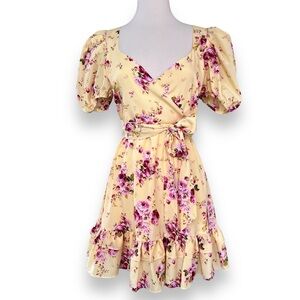 Revolve x Likely Mini Quinn Dress in Snapdragon Multi with Puff Sleeves